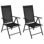 Cadeiras de Jardim Dobráveis 2 Peças Alumínio e Textilene Preto - 41730