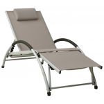 310531 Sun Lounger With Pillow Textilene Taupe - 310531