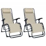 Cadeiras de Pátio Dobráveis 2 Peças Textilene Creme - 312464