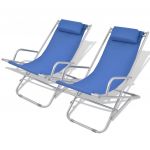Cadeiras de Jardim Reclináveis 2 Peças Aço Azul - 42935