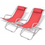 Cadeiras de Jardim Reclináveis 2 Peças Aço Vermelho - 42937
