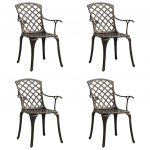 Cadeiras de Jardim 4 Peças Alumínio Fundido Bronze - 315571