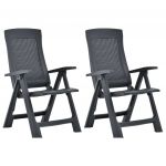 Cadeiras de Jardim Reclináveis 2 Peças Plástico Antracite - 48761
