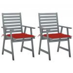 Cadeiras de Jantar Exterior com Almofadões 2 Peças Acácia Maciça - 3064407