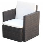 Cadeira de Jardim com Almofadões e Almofadas Vime Pe Castanho - 42668