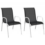 Cadeiras de Jardim Empilháveis 2 Peças Aço e Textilene Preto - 313070