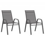 Cadeiras de Jardim Empilháveis 2 Peças Textilene Cinzento - 318778