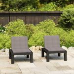 Cadeiras de Jardim com Almofadões 2 Peças Plástico Cinzento - 3059824