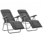 Cadeiras de Jardim Dobráveis com Almofadões 2 Peças Cinzento - 44320