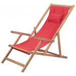 Cadeira de Praia Dobrável Tecido Estrutura de Madeira Vermelho - 43995