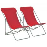 Cadeiras de Praia Dobráveis 2 Peças Aço e Tecido Oxford Vermelho - 44360