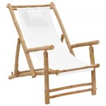 Cadeira de Terraço em Bambu e Lona Branco Nata - 318594