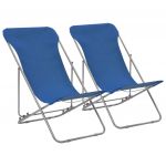 Cadeiras de Praia Dobráveis 2 Peças Aço e Tecido Oxford Azul - 44358