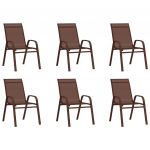 Cadeiras de Jardim Empilháveis 6 Peças Textilene Castanho - 318785
