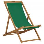 Cadeira de Praia Dobrável Madeira de Teca Maciça Verde - 47416