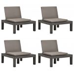 Cadeiras de Jardim com Almofadões 4 Peças Plástico Antracite - 3054427