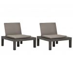 Cadeiras de Jardim com Almofadões 2 Peças Plástico Antracite - 3054426