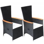 Cadeiras Jardim Reclináveis 2 Peças com Almofadões Vime Pe Preto - 47683
