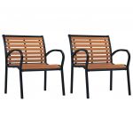 Cadeiras de Jardim 2 Peças Aço e Wpc Preto e Castanho - 312036