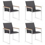 Cadeiras de Jardim 4 Peças Textilene e Aço Inoxidável Cinzento - 46516