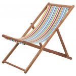 Cadeira de Praia Dobrável Tecido Estrutura Madeira Multicolor - 44002