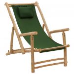 Cadeira de Terraço de Bambu e Lona Verde - 318598