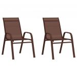 Cadeiras de Jardim Empilháveis 2 Peças Textilene Castanho - 318779