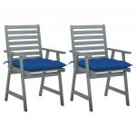 Cadeiras de Jantar Exterior com Almofadões 2 Peças Acácia Maciça - 3064426