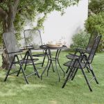 Cadeiras Jardim Dobráveis 4 Peças Malha Metal Expandido Antracite - 317341