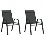Cadeiras de Jardim Empilháveis 2 Peças Textilene Preto - 318777