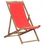 Cadeira de Praia Dobrável Madeira de Teca Maciça Vermelho - 47417