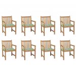 Cadeiras de Jardim com Almofadões Padrão Folha 8 Peças Teca Maciça - 3073070