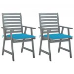 Cadeiras de Jantar Exterior com Almofadões 2 Peças Acácia Maciça - 3064405