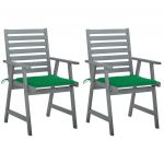 Cadeiras de Jantar Exterior com Almofadões 2 Peças Acácia Maciça - 3064406