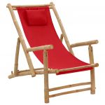 Cadeira de Terraço de Bambu e Lona Vermelho - 318597