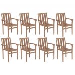 Cadeiras de Jardim Empilháveis 8 Peças Madeira de Teca Maciça - 3073378