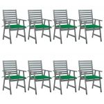 Cadeiras de Jantar Exterior com Almofadões 8 Peças Acácia Maciça - 3078436