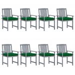 Cadeiras de Jardim com Almofadões 8 Peças Acácia Maciça Cinzento - 3078254