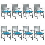 Cadeiras de Jantar Exterior com Almofadões 8 Peças Acácia Maciça - 3078435