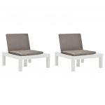 Cadeiras de Jardim com Almofadões 2 Peças Plástico Branco - 3054424