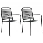 Cadeiras de Jardim 2 Peças Corda de Algodão e Aço Preto - 48568