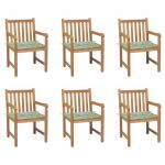 Cadeiras Jardim com Almofadões Padrão Folhas 6 Peças Teca Maciça - 3073043