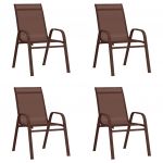 Cadeiras de Jardim Empilháveis 4 Peças Textilene Castanho - 318782