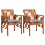 Cadeiras de Jantar Jardim com Almofadões 2 Peças Madeira Acácia - 45970