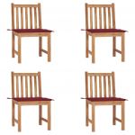 Cadeiras de Jardim com Almofadões 4 Peças Madeira de Teca Maciça - 3073097
