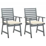 Cadeiras de Jantar Exterior com Almofadões 2 Peças Acácia Maciça - 3064403