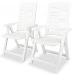 Cadeiras de Jardim Reclináveis 2 Peças Plástico Branco - 43895