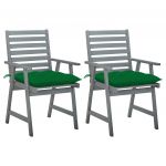 Cadeiras de Jantar Exterior com Almofadões 2 Peças Acácia Maciça - 3064421
