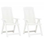 Cadeiras de Jardim Reclináveis 2 Peças Plástico Branco - 48766