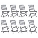 Cadeiras de Exterior Dobráveis 8pcs com Almofadões Acácia Maciça - 3078291